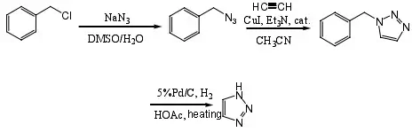 Reaction equation 1 for the synthesis of 1H 123 triazole